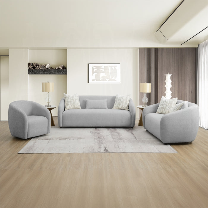 Contemporary Light Gray Fabric Sofa & Loveseat Set