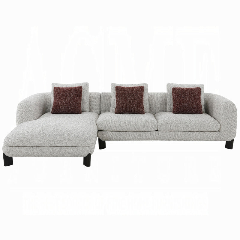 Modern Maroon & Beige Tweed Sectional Sofa with Chaise