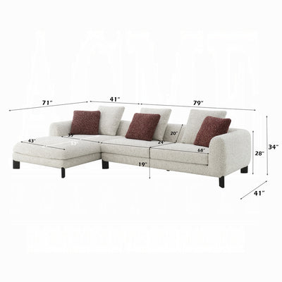 Modern Maroon & Beige Tweed Sectional Sofa with Chaise