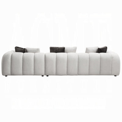 Modern Ivory White Linen Sectional Sofa with Chaise