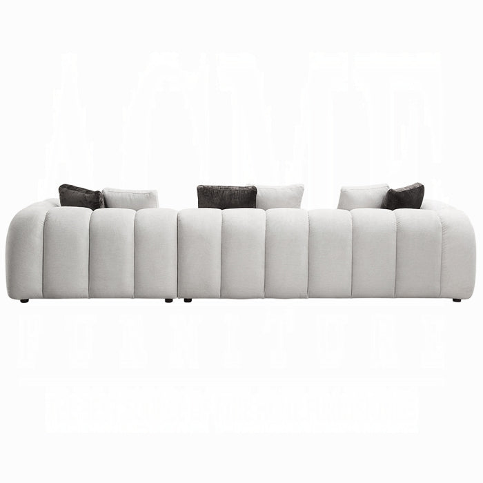 Modern Ivory White Linen Sectional Sofa with Chaise