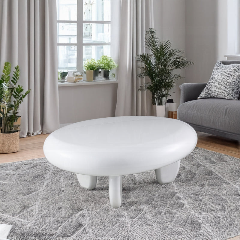 Modern White High Gloss Oval Coffee Table