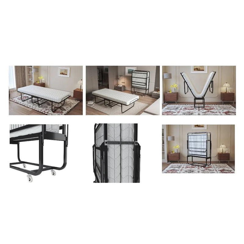 Caucho Alta Calidad - Media Plaza Folding Metal Bed Memory Foam Mattress