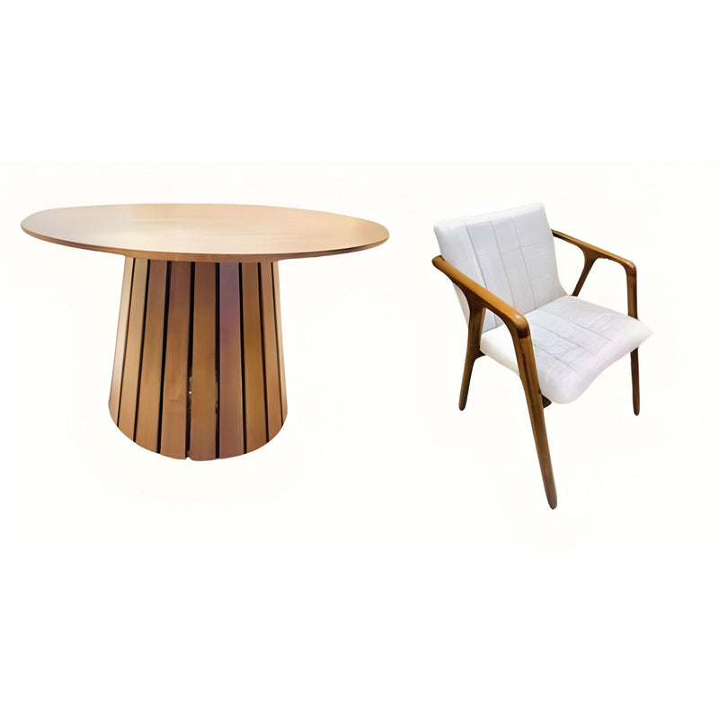 Modern 100% Solid Wood Round Dining Set