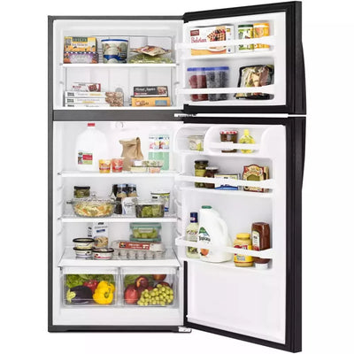 28 Inch Top Freezer Refrigerator with 14 cu. ft. Capacity, Adjustable Wire Shelves, Humidity-Controlled Crispers, Dairy Bin, Freezer Temperature Controls, Quiet Cooling, and ADA Compliant: Black