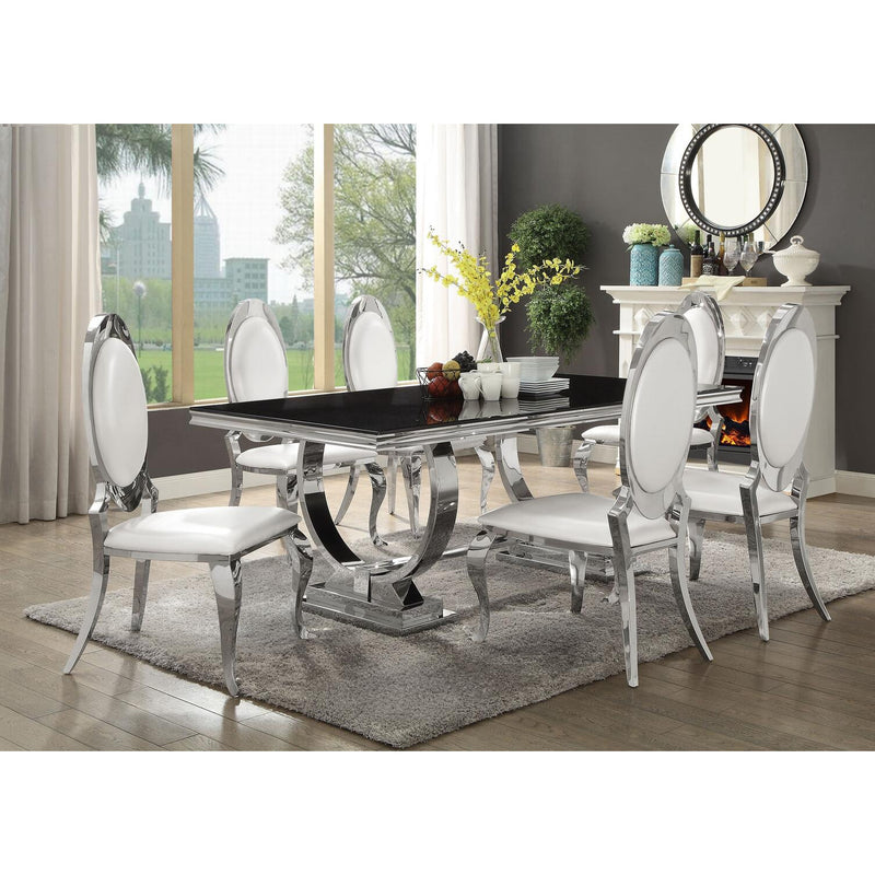 Antoine 7-Piece Rectangular Dining Set Chrome