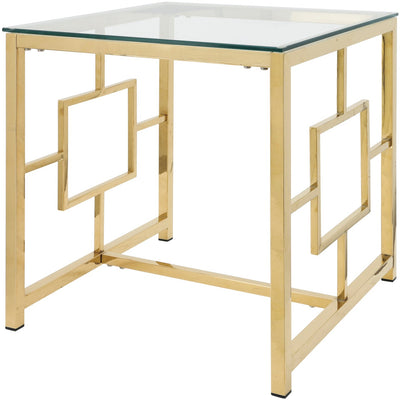 GOLD METAL/GLASS ACCENT TABLE, KD