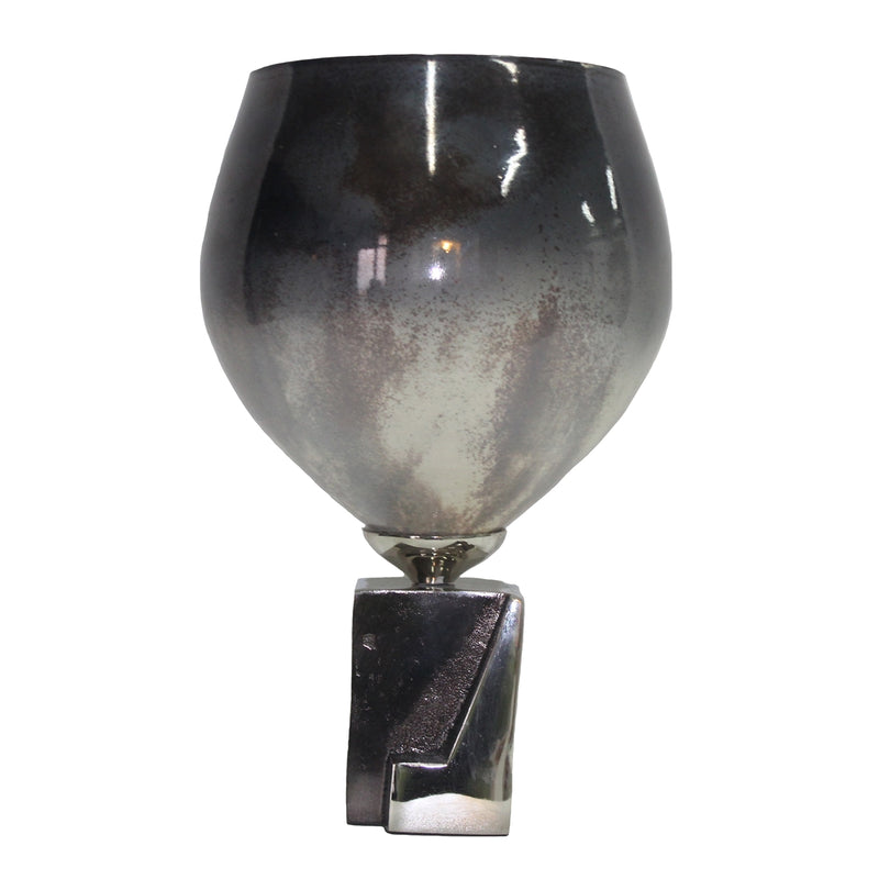 Dark Ombre 13" Glass & Metal Vase - Casa Muebles