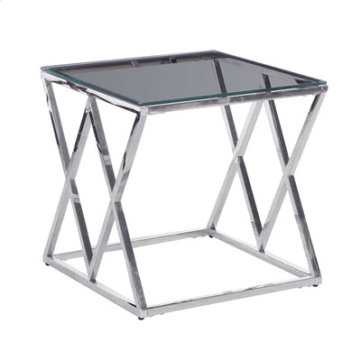 SILVER/GLASS DIAMOND ACCENT TABLE, KD - Casa Muebles