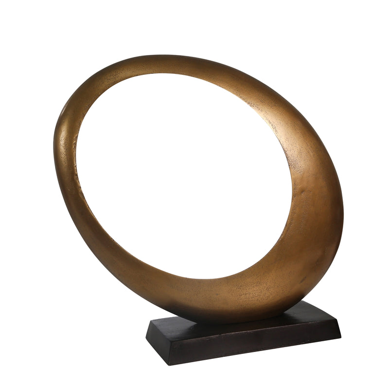 Aluminum Ovoid Sculpture, Brass Antique - Casa Muebles