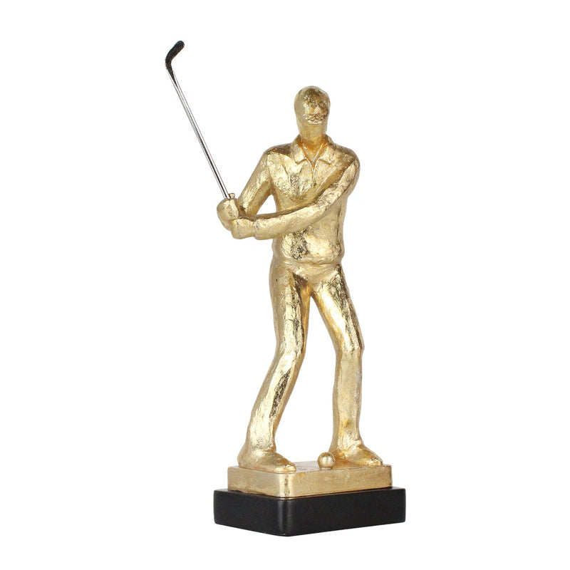 RESIN 13" GOLF FIGURINE, GOLD