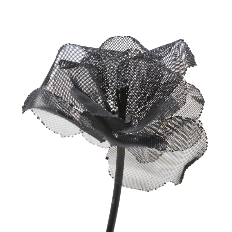 19" METAL FLOWER DECO, BLACK