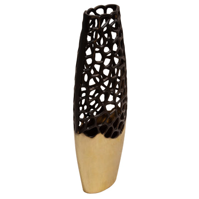 24"H CUT-OUT VASE, BLACK/GOLD