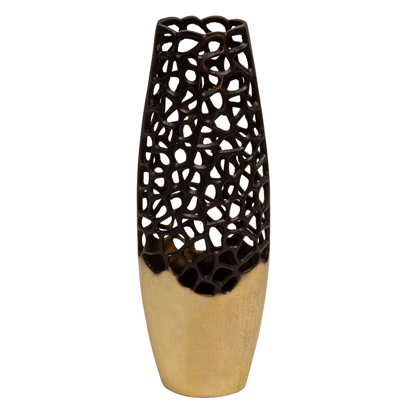 24"H CUT-OUT VASE, BLACK/GOLD