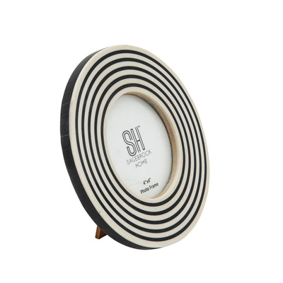 4X4 RESIN ROUND SWIRLS PHOTO FRAME, BLACK