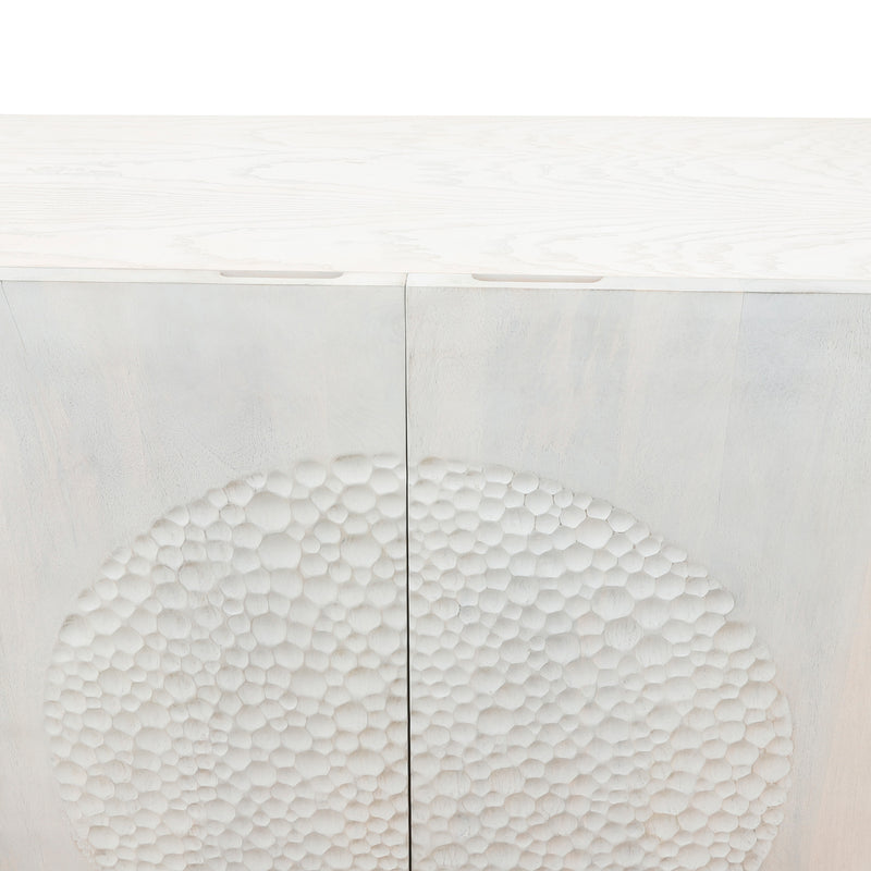 WOOD 39x47" HAMMERED CABINET, WHITE