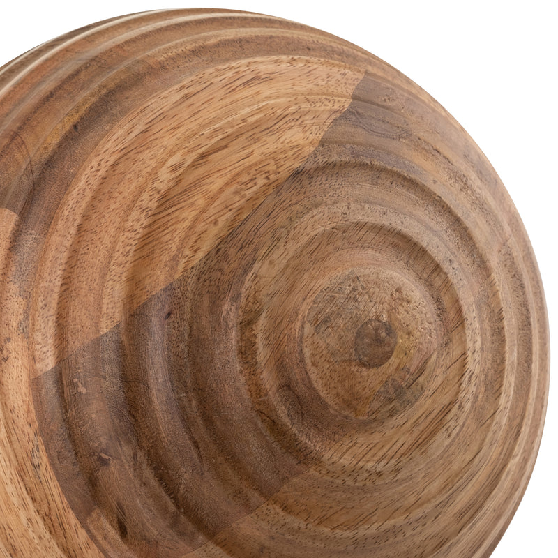 8" WOODEN ORB W/ RIDGES, NATURAL