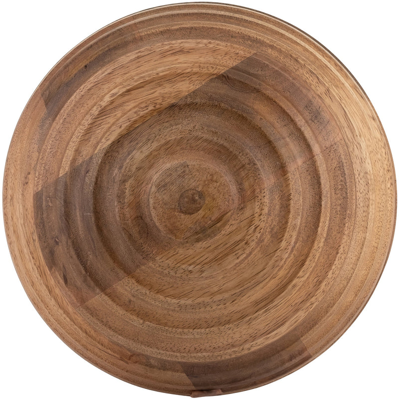 8" WOODEN ORB W/ RIDGES, NATURAL