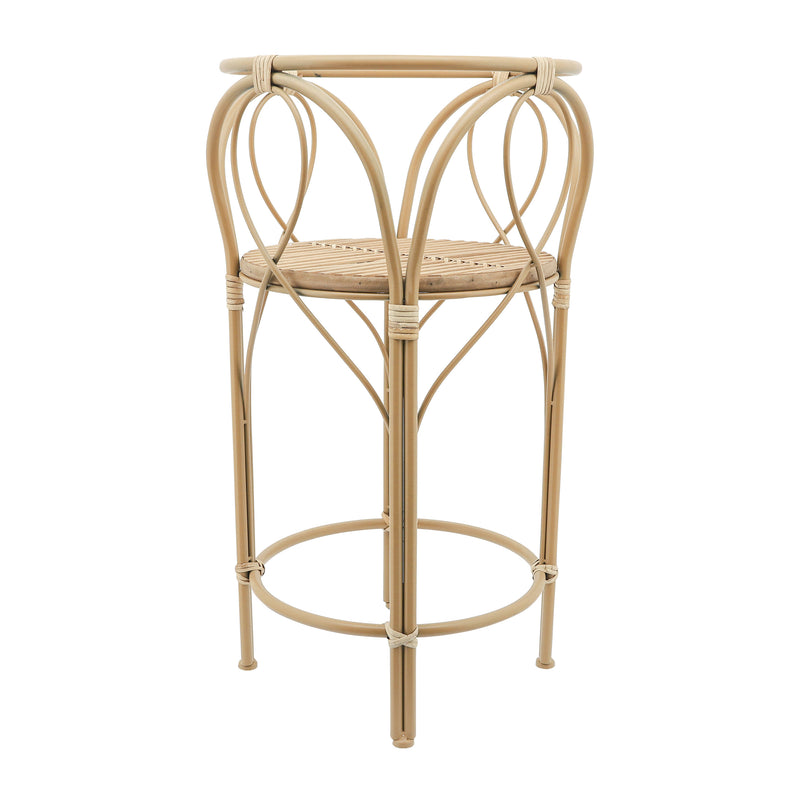 26"H METAL/WICKER PLANTER STAND, BROWN