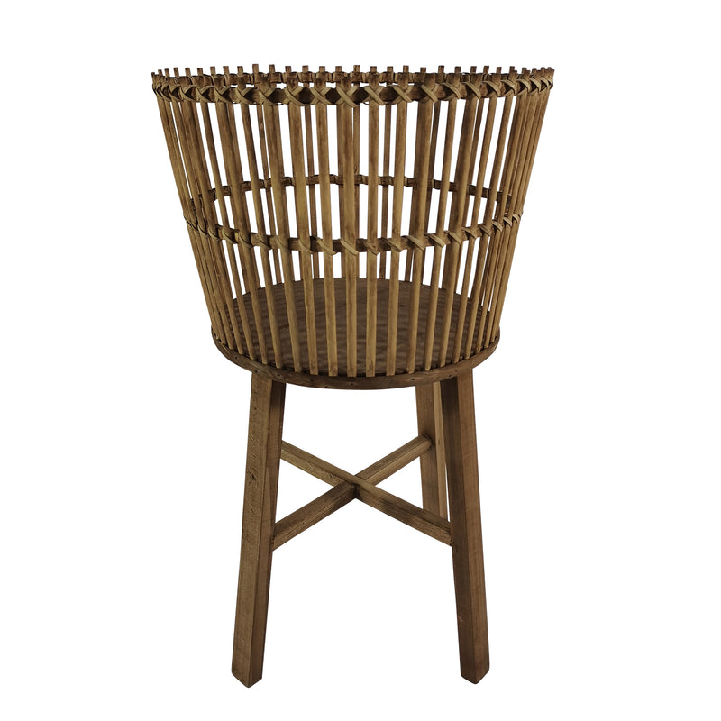 14" WICKER PLANTER W/ LEGS, BROWN