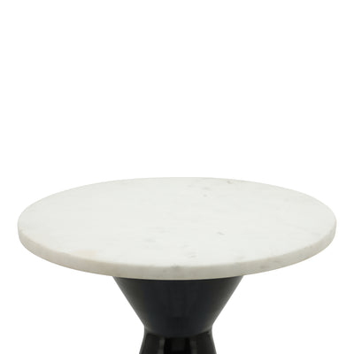 METAL/MARBLE, 18"H END TABLE, BLK/WHT