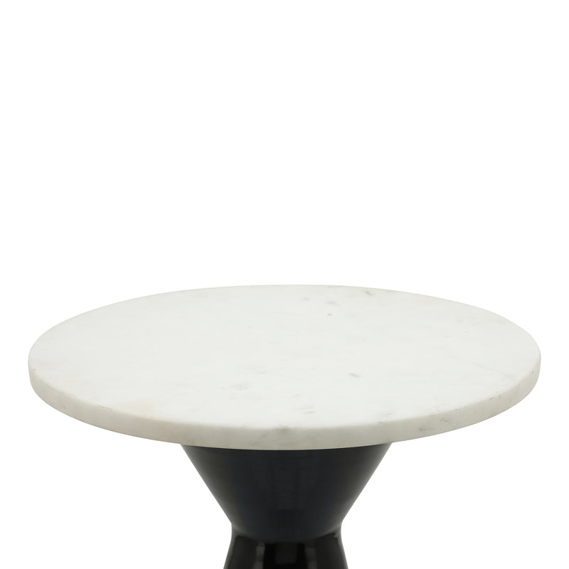 METAL/MARBLE, 18"H END TABLE, BLK/WHT