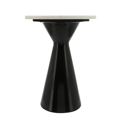 METAL/MARBLE, 18"H END TABLE, BLK/WHT