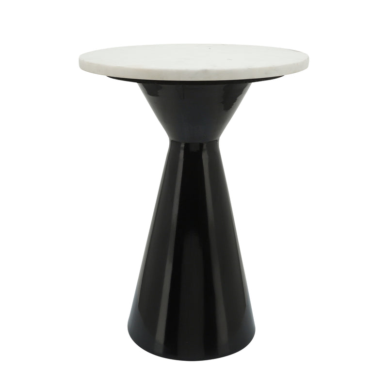 METAL/MARBLE, 18"H END TABLE, BLK/WHT