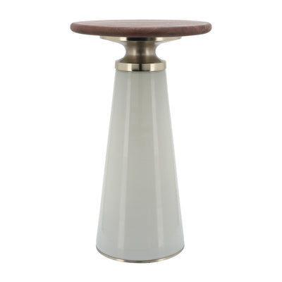 WOODEN TOP, 21"H NEBULAR SIDE TABLE, CREAM