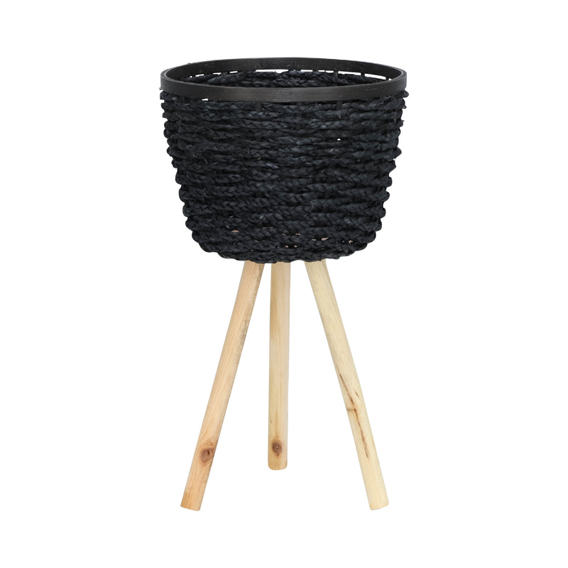 WOVEN, Set de 2 20/23"H PLANTERS W/ LEGS, BLACK KD