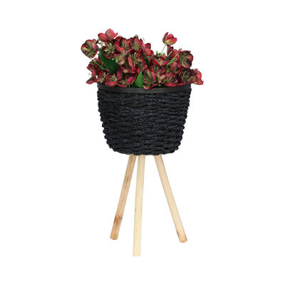 WOVEN, Set de 2 20/23"H PLANTERS W/ LEGS, BLACK KD