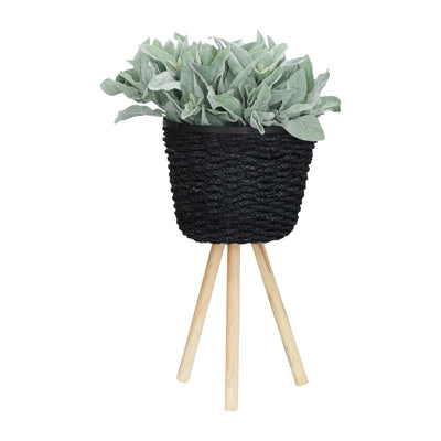 WOVEN, Set de 2 20/23"H PLANTERS W/ LEGS, BLACK KD