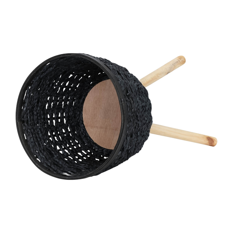 WOVEN, Set de 2 20/23"H PLANTERS W/ LEGS, BLACK KD
