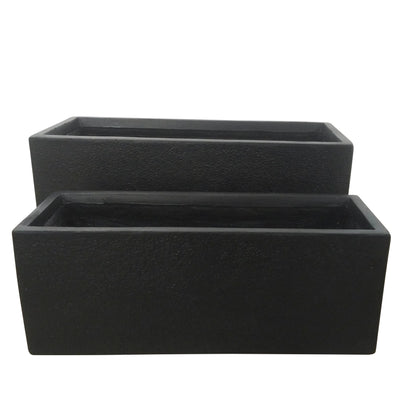 RESIN, Set de 2 24/28"D NESTED RECTANGULAR PLANTERS, BL