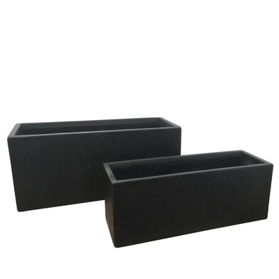 RESIN, Set de 2 24/28"D NESTED RECTANGULAR PLANTERS, BL