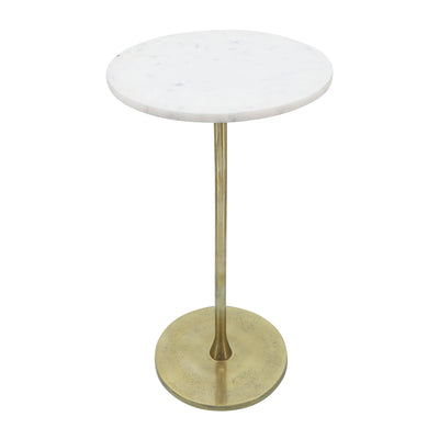 METAL, 24"H ROUND DRINK TABLE, GOLD/WHITE