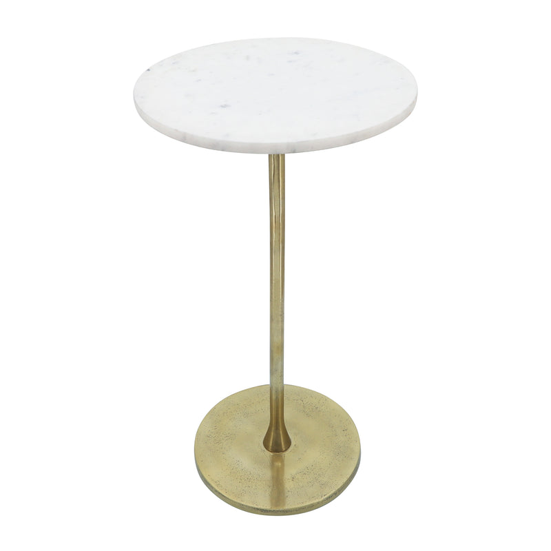 METAL, 24"H ROUND DRINK TABLE, GOLD/WHITE