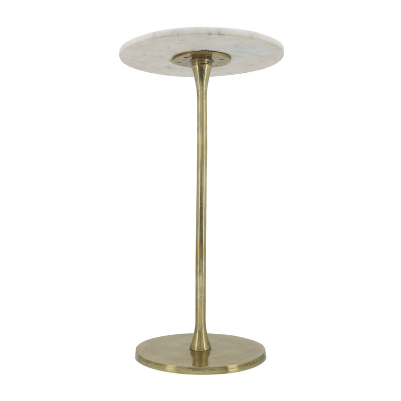 METAL, 24"H ROUND DRINK TABLE, GOLD/WHITE