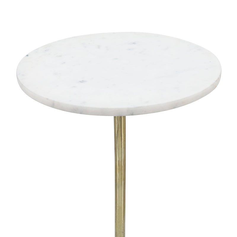 METAL, 24"H ROUND DRINK TABLE, GOLD/WHITE
