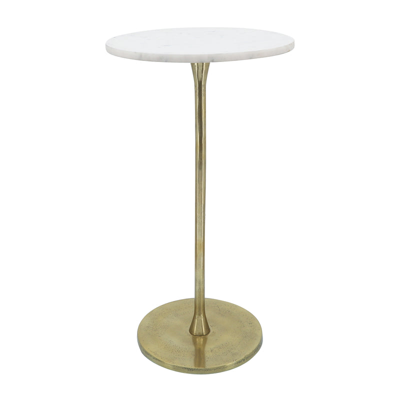 METAL, 24"H ROUND DRINK TABLE, GOLD/WHITE