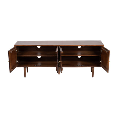 WOOD, 63"L 4-DOOR CONSOLE, BROWN KD