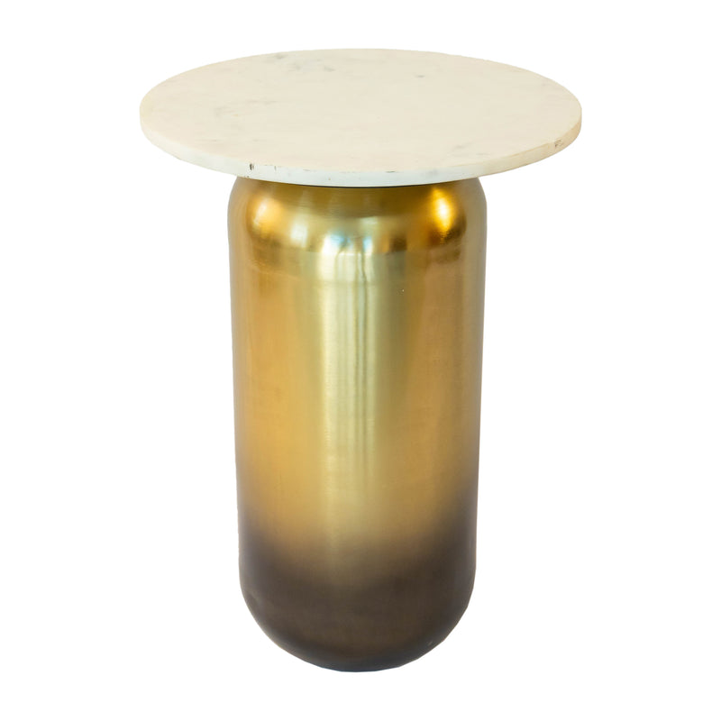 MARBLE/METAL, 16"DX23"H SIDE TABLE, WHT/GLD KD