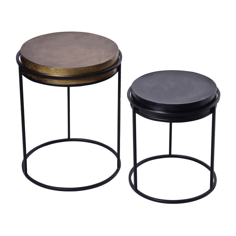 METAL, Set de 2 16X18"/19X23" NESTED ROUND SIDE TABLES