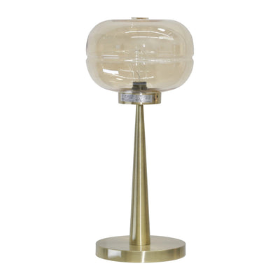 METAL/GLASS 26" ART DECO TABLE LAMP, AMBER/GOLD