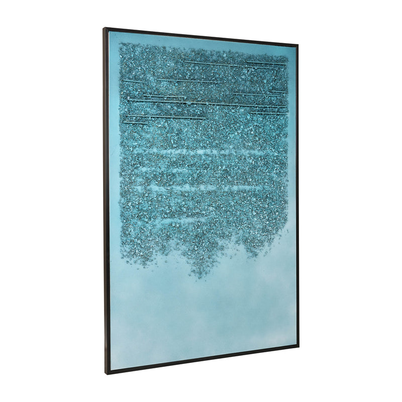 40X60 ABSTRACT HANDPAINTED CANVAS, TEAL/GRAY