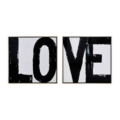 48X48, S/2 HAND PAINTED LOVE FRAME, BLACK