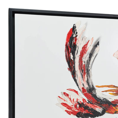 59X35, HAND PAINTED KOI FISH, RED/BLK