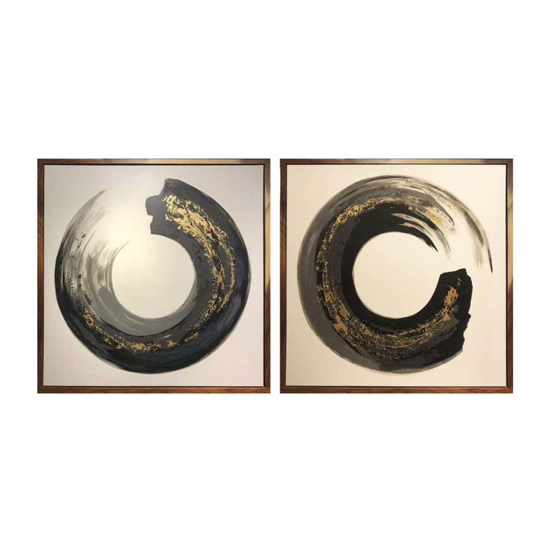 95X47,S/2 HAND PAINTED LETTER O FRAMES, BLK/GOLD