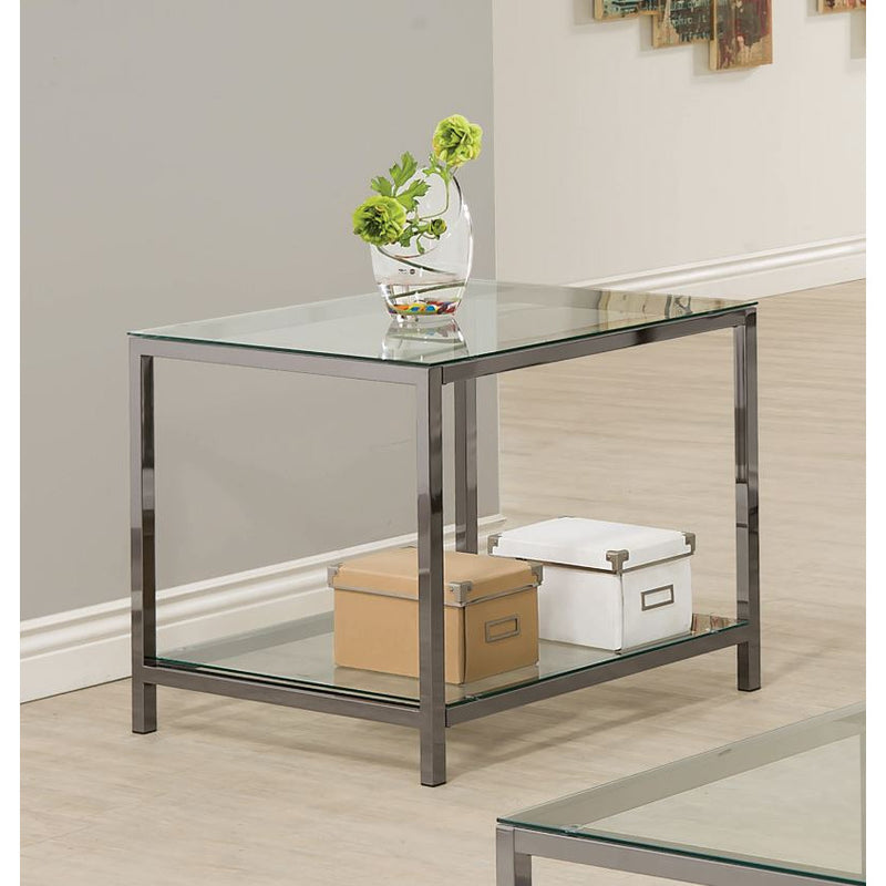 Ontario End Table With Glass Shelf Black Nickel