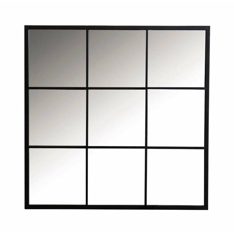 Square Window Pane Wall Mirror Black